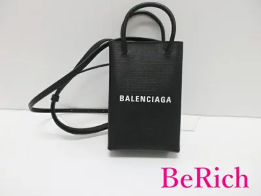 Balenciaga shoulder bag shopping phone holder black leather Handbag